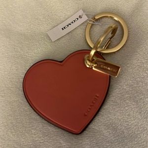 SOLD NWT Coach Pink Heart Leather Keychain